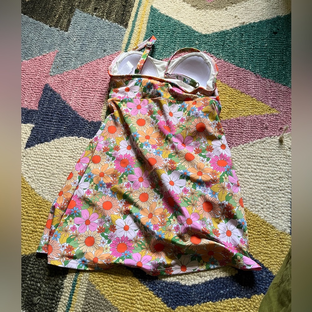 Floral A-Line Women’s Swim Dress in Multi-Color - Picture 2 of 2